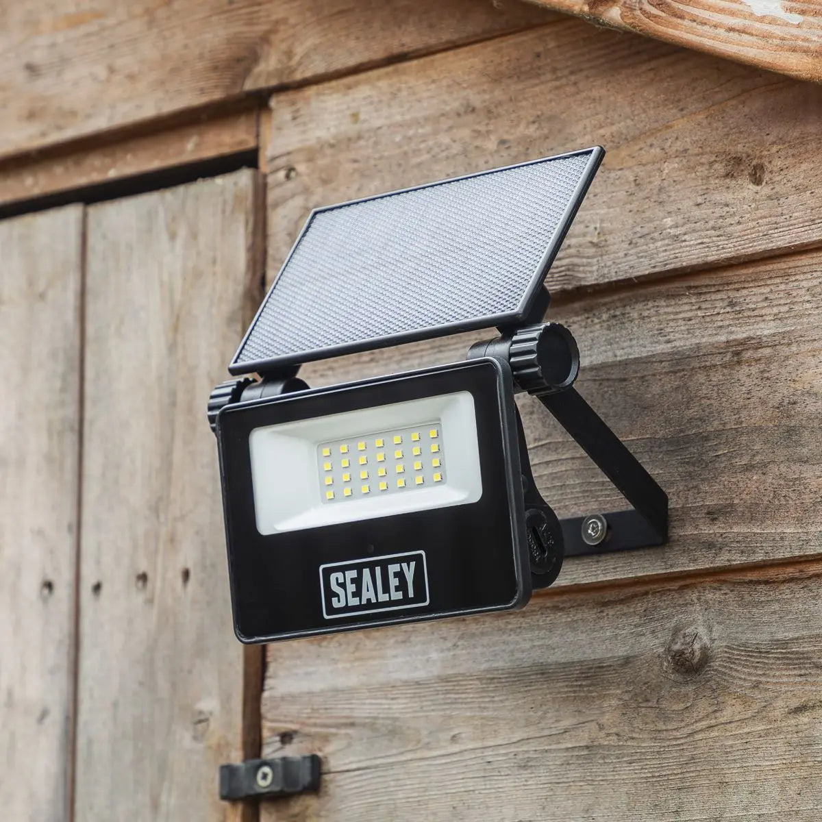 Sealey Extra-Slim Solar Floodlight with Wall Bracket 20W SMD LED  White Rose Tools