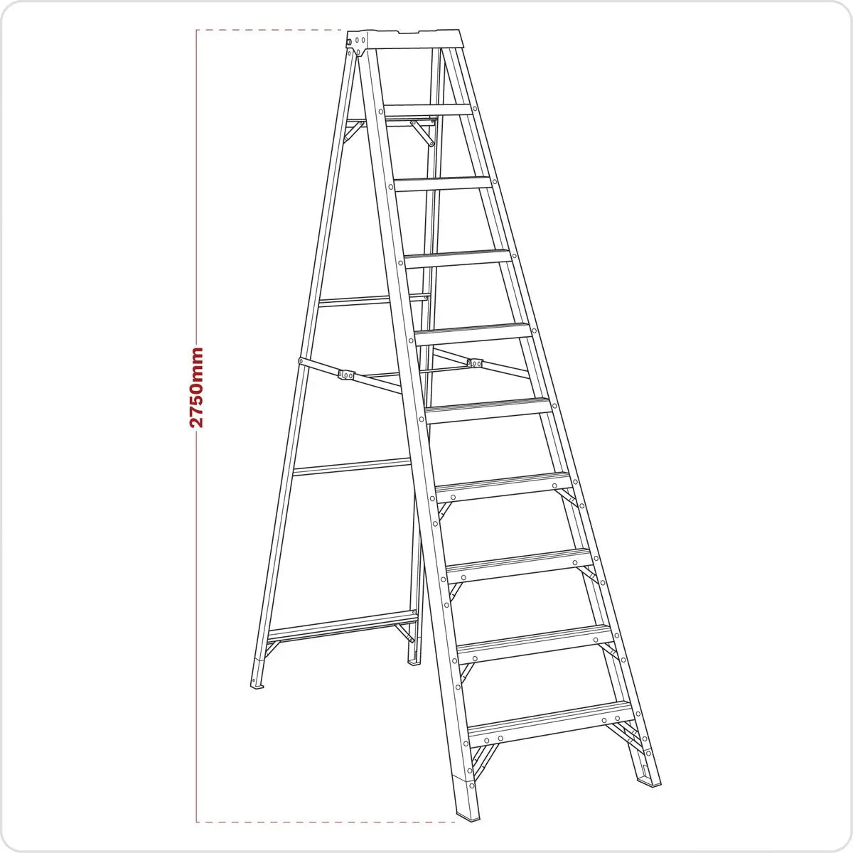 Sealey Fibreglass Step Ladder 9-Tread EN 131 