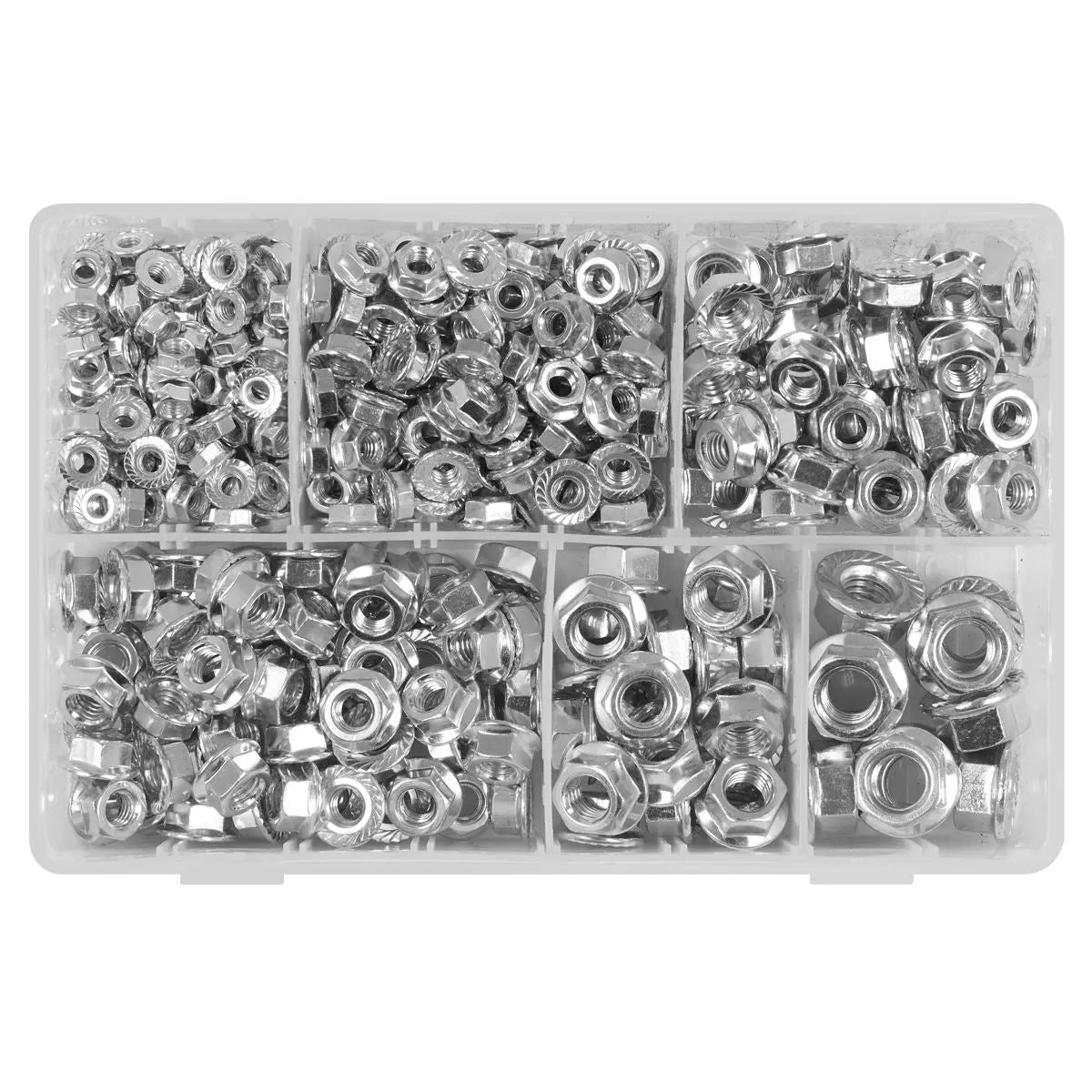 Sealey Flange Nut Assortment 390pc M5-M12 Serrated Metric 