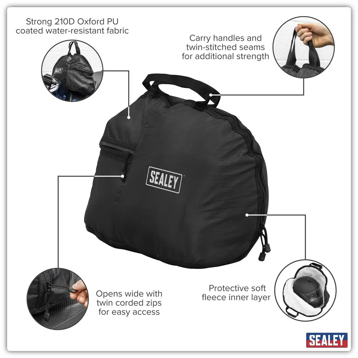 Sealey Fleece Lined Helmet Bag - Large  White Rose Tools
