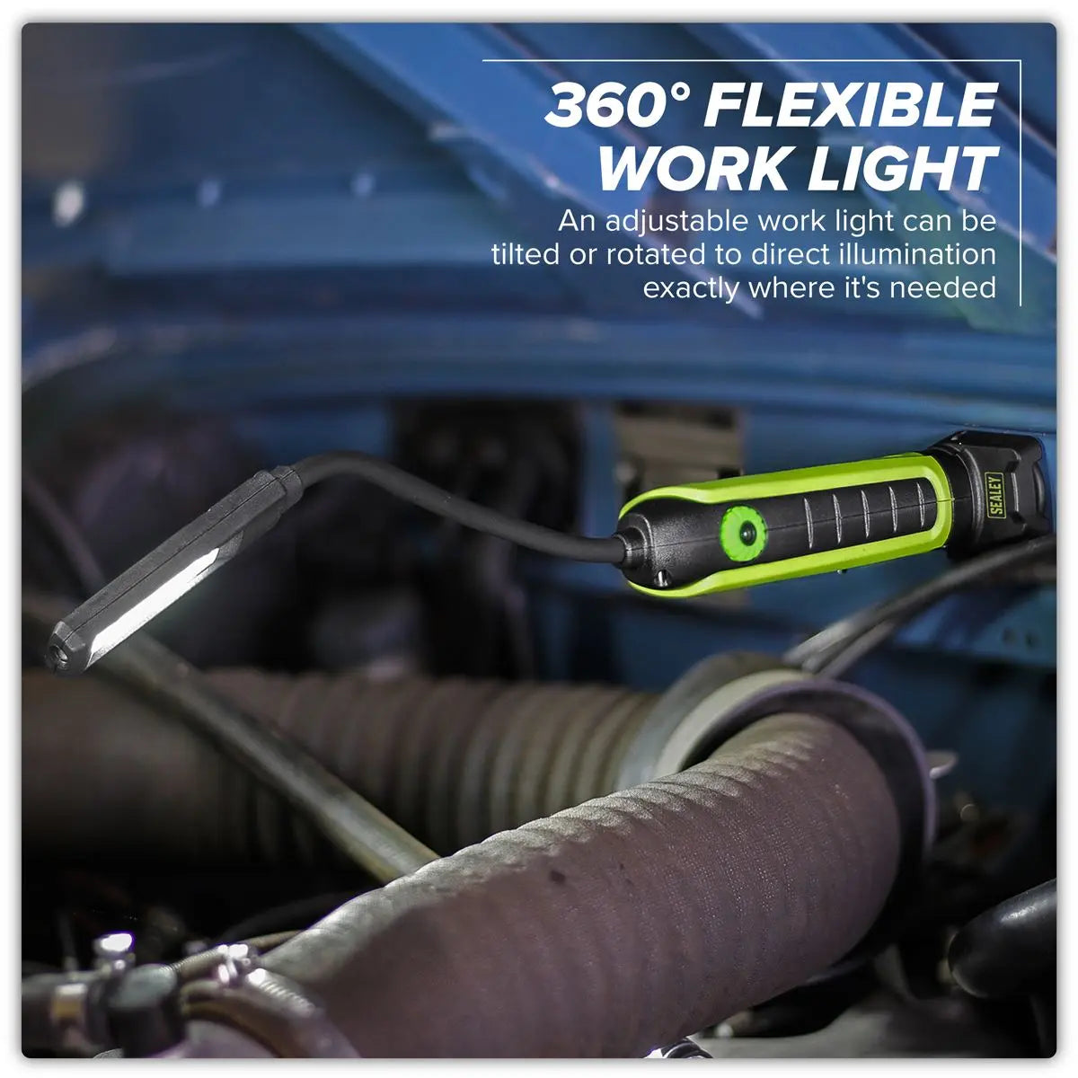 Sealey Flexi COB LED Rechargeable Inspection Lamp Magnetic Base 500 Lumens  White Rose Tools