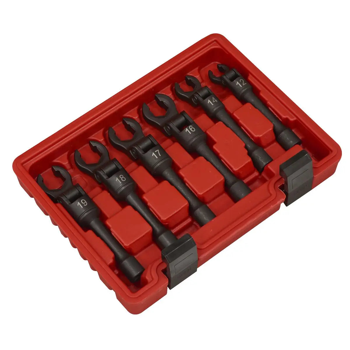 Sealey Flexi-Head Flare Nut Diesel Injection Wrench Set 6pc 3/8"Sq Drive  White Rose Tools