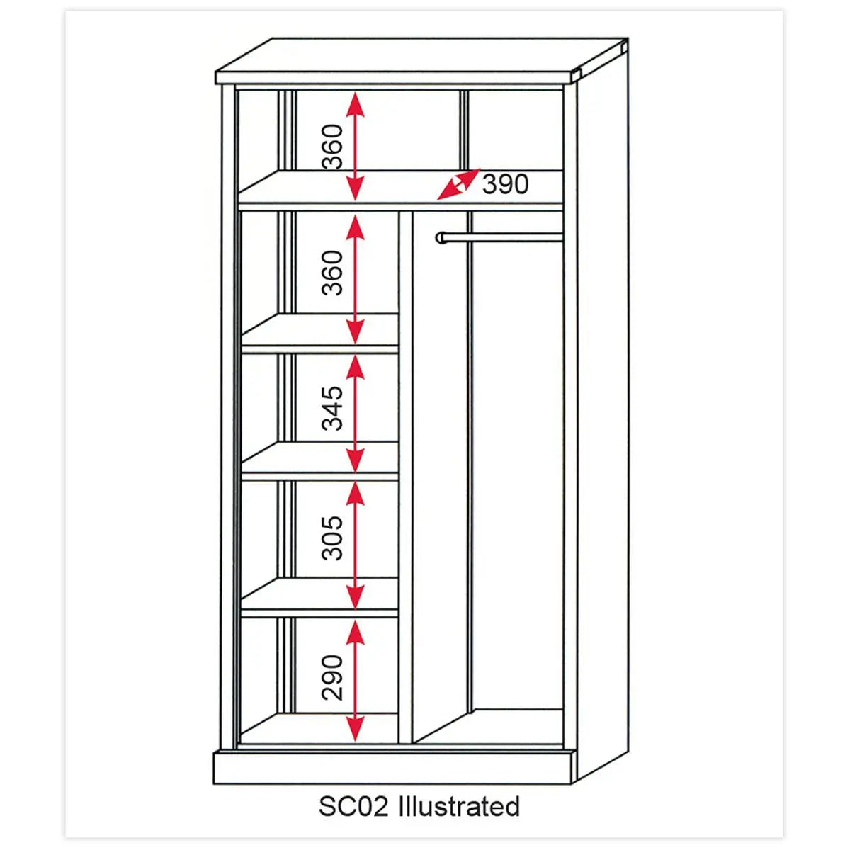 Sealey Floor Cabinet 4 Shelf plus Hanging Rail 2 Door 