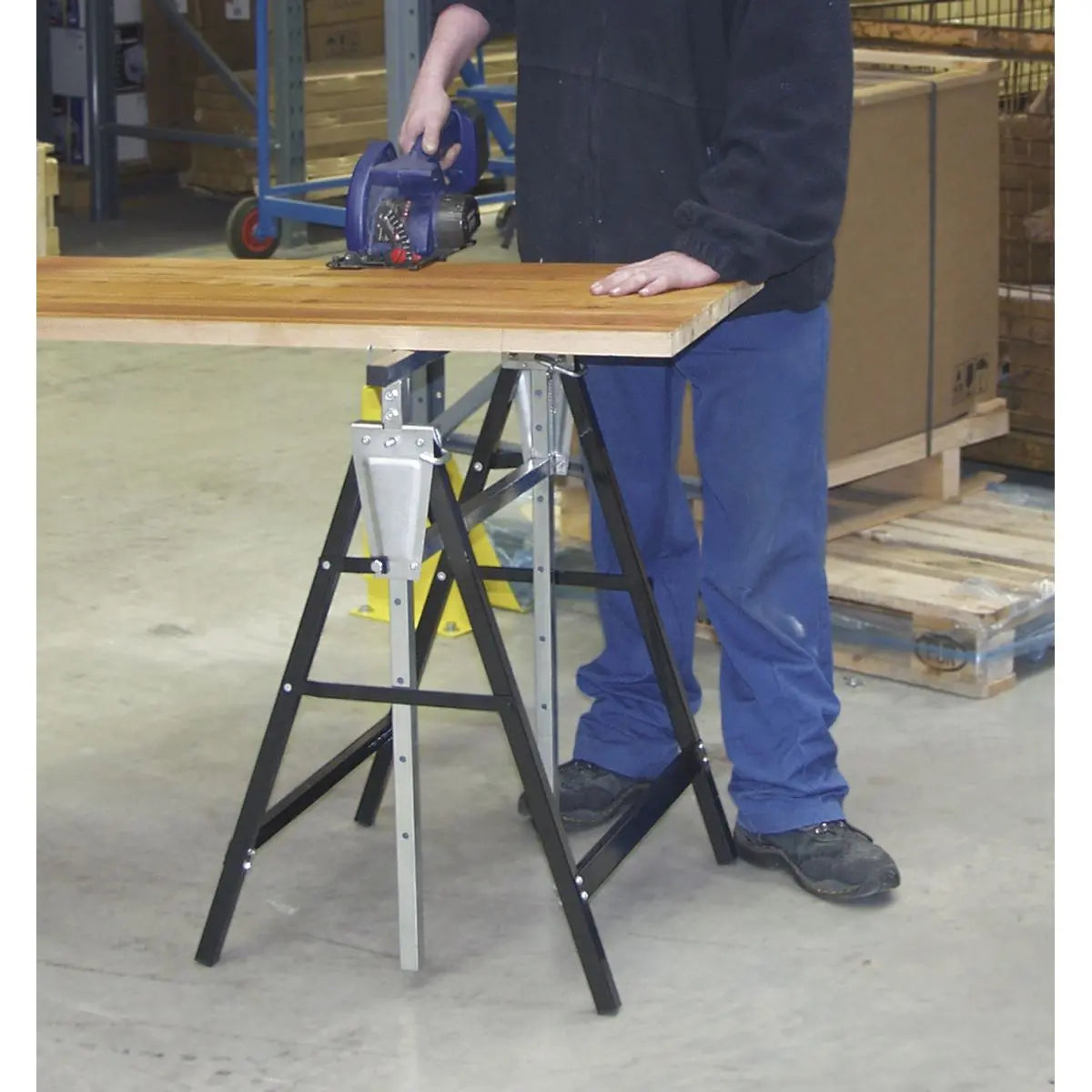 Sealey Fold Down Telescopic Trestle - 200kg Capacity - Pair  White Rose Tools