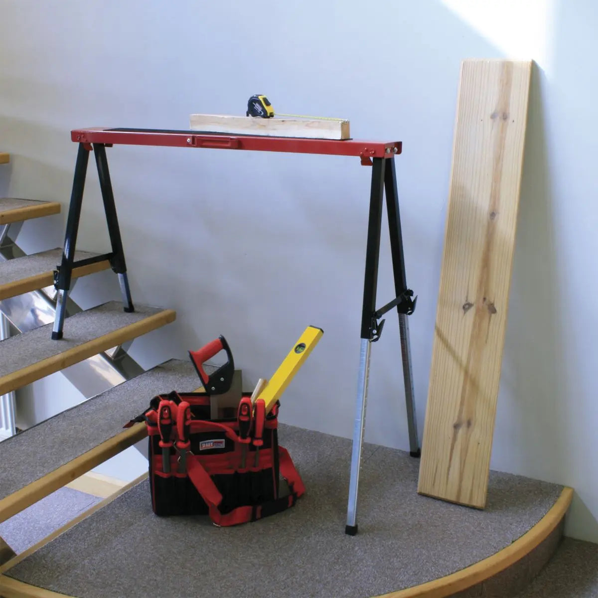 Sealey Fold Down Trestle with Adjustable Legs - Pair  White Rose Tools