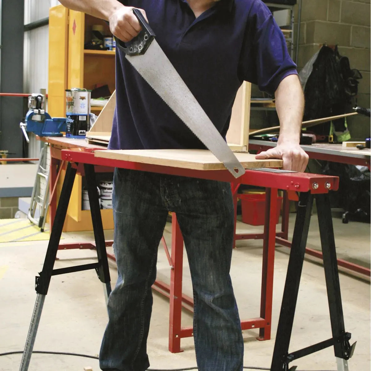 Sealey Fold Down Trestle with Adjustable Legs - Pair  White Rose Tools