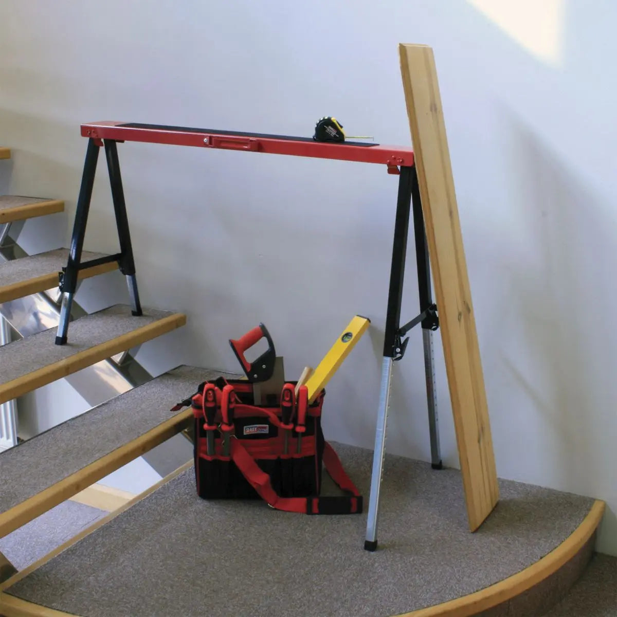 Sealey Fold Down Trestle with Adjustable Legs - Pair  White Rose Tools