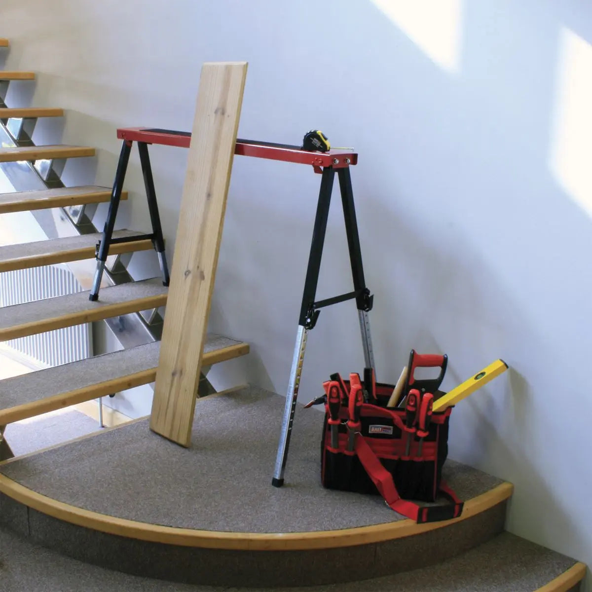 Sealey Fold Down Trestle with Adjustable Legs - Pair  White Rose Tools