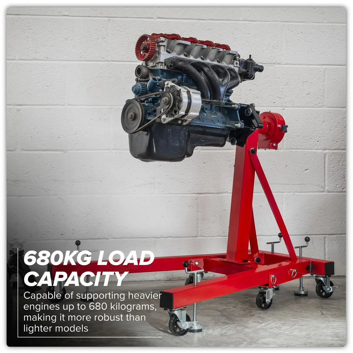 Sealey Folding 360º Rotating Engine Stand with Geared Handle Drive 680kg Capacity  White Rose Tools