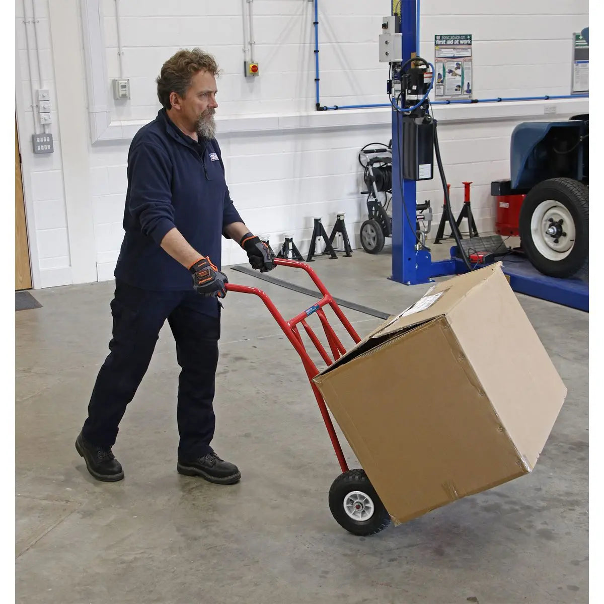 Sealey Folding Sack Truck with Pneumatic Tyres 150kg Capacity 