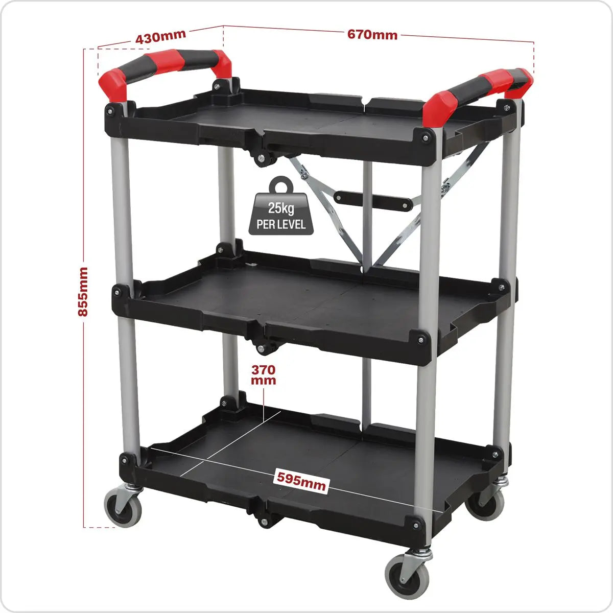 Sealey Folding Workshop Trolley 3-Level 