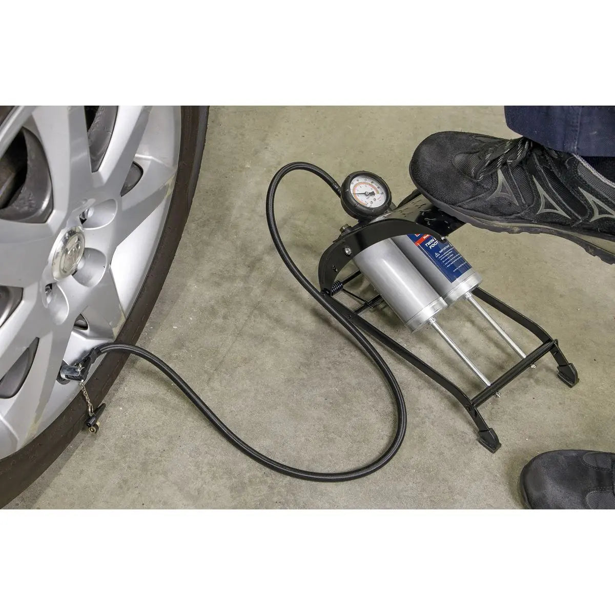 Sealey Foot Pump Twin Barrel 