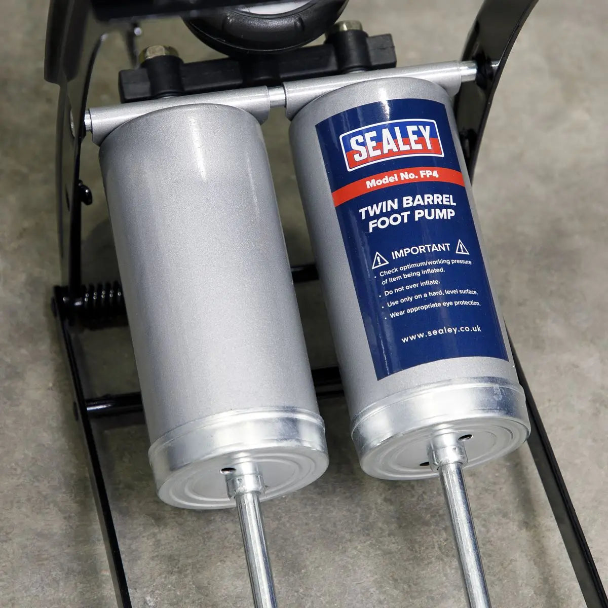 Sealey Foot Pump Twin Barrel 