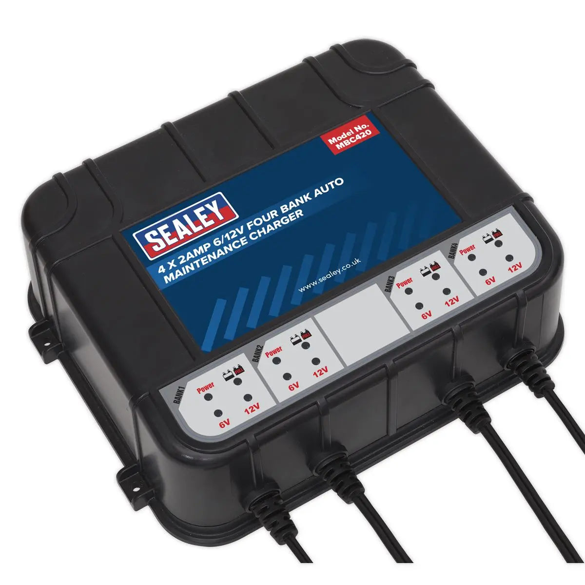 Sealey Four Bank 6/12V 8A (4 x 2A) Auto Maintenance Charger 