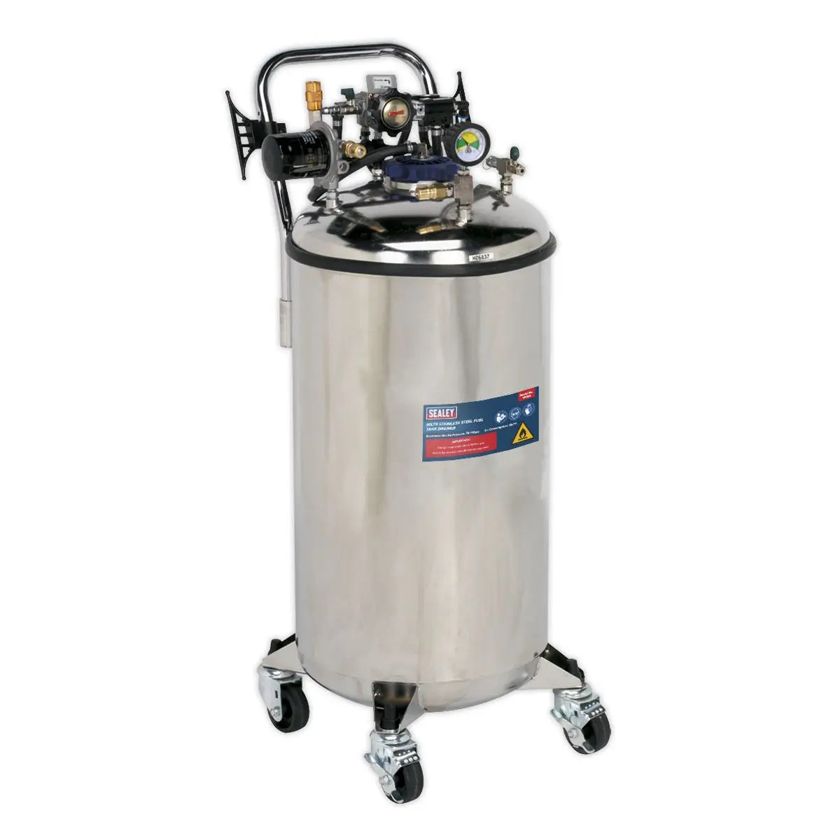 Sealey Fuel Tank Drainer 90L Stainless Steel 