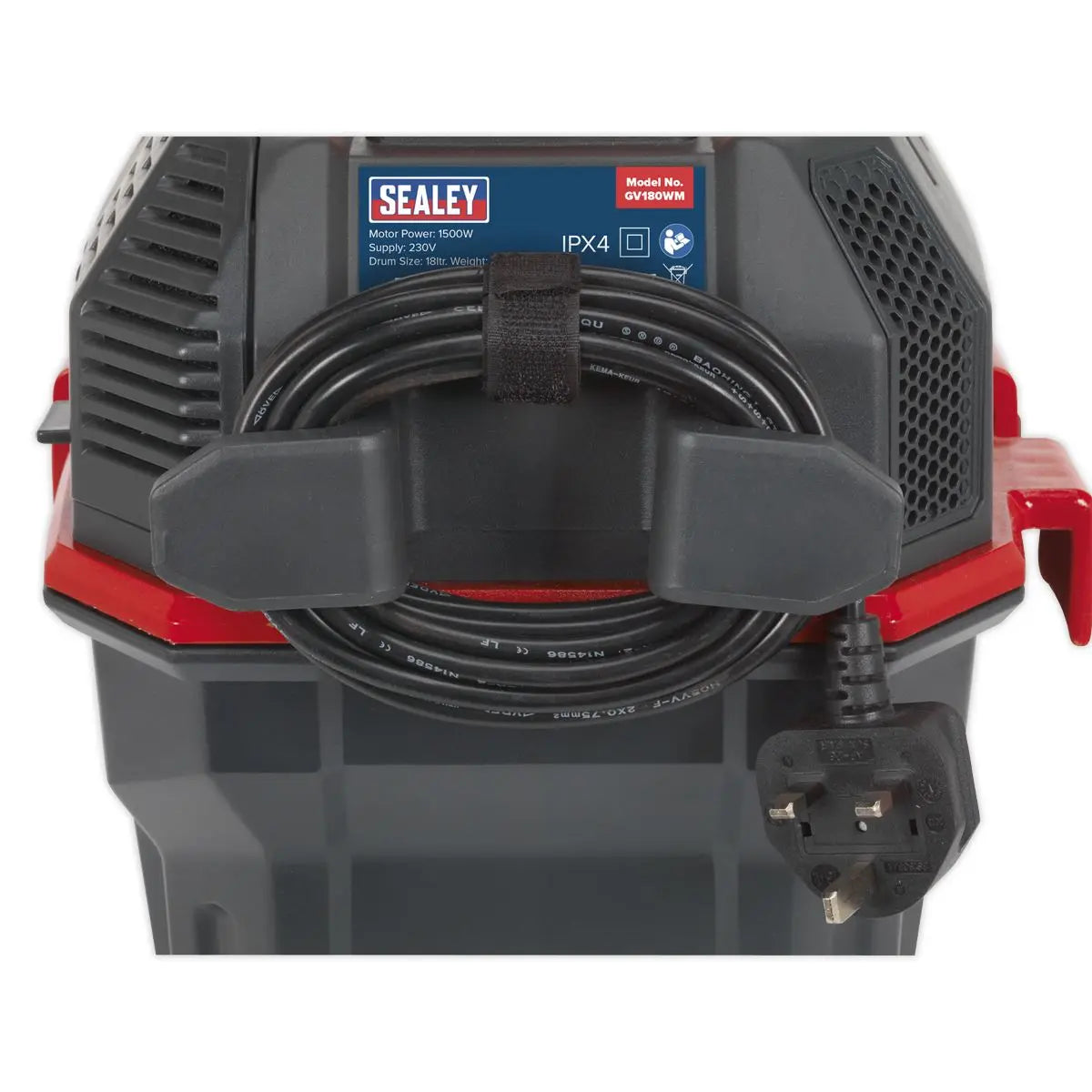 Sealey Garage Vacuum 1500W with Remote Control - Wall Mounting 