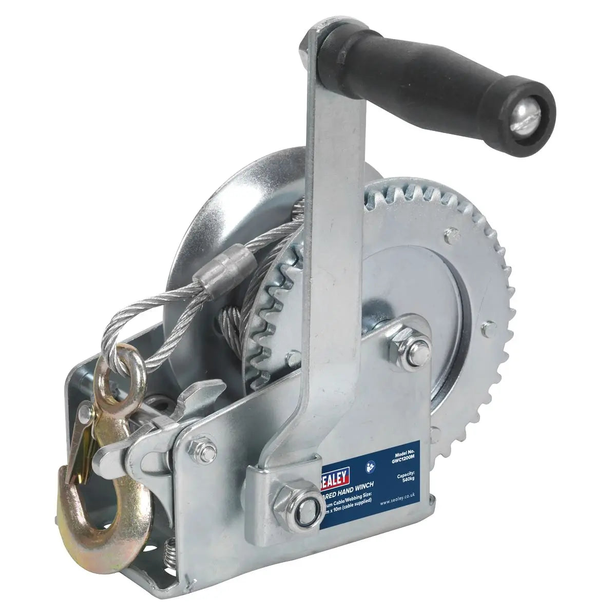 Sealey Geared Hand Winch 540kg Capacity with Cable 