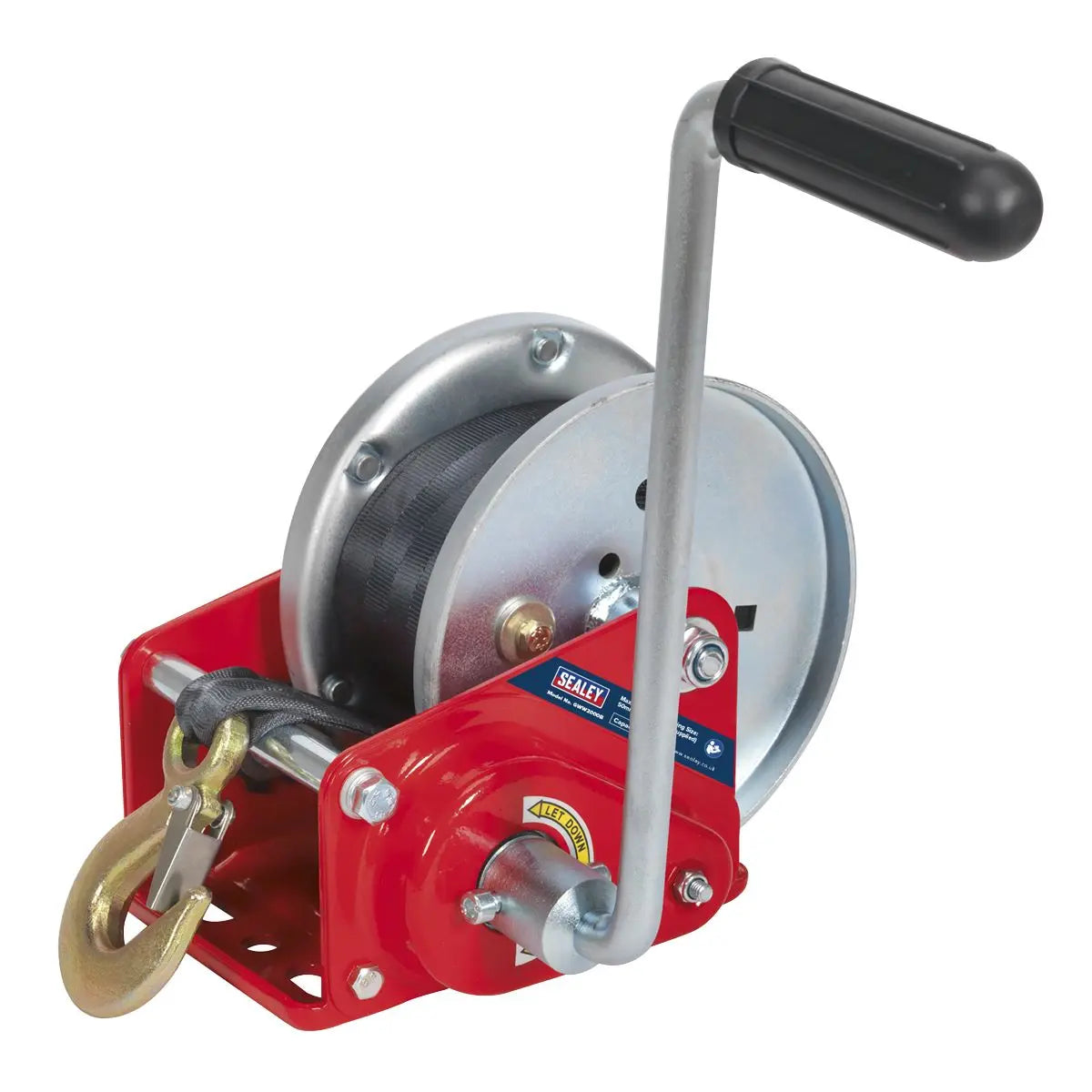 Sealey Geared Hand Winch with Brake & Webbing 900kg Capacity 
