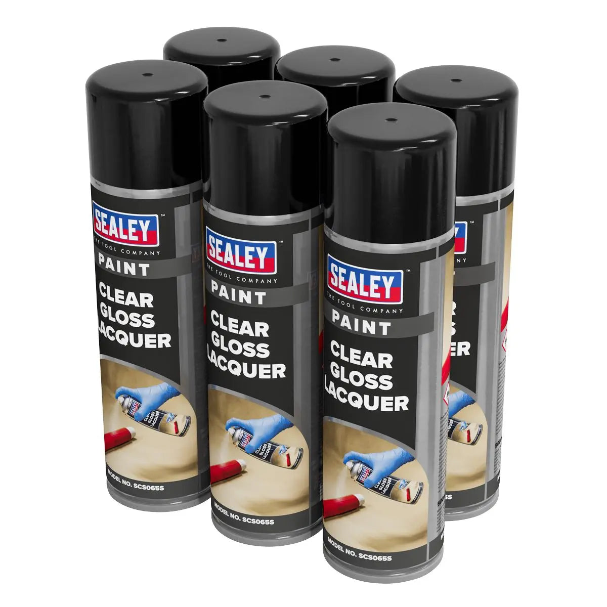 Sealey Gloss Lacquer 500ml, Clear - Pack of 6  White Rose Tools