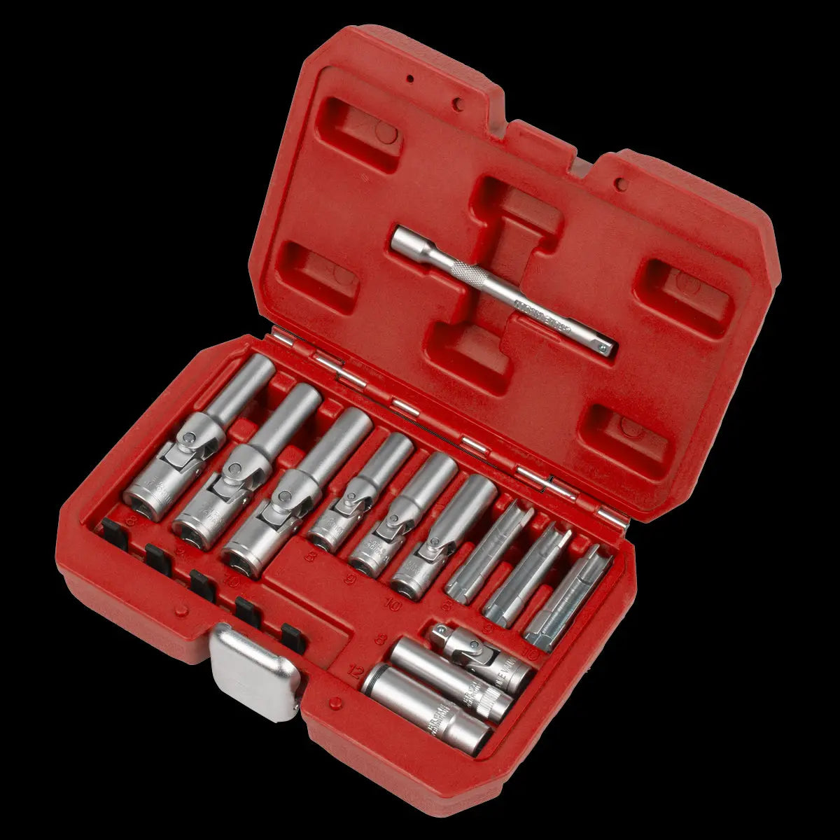 Sealey Glow Plug Socket Set 18pc 1/4"Sq & 3/8"Sq Drive  White Rose Tools
