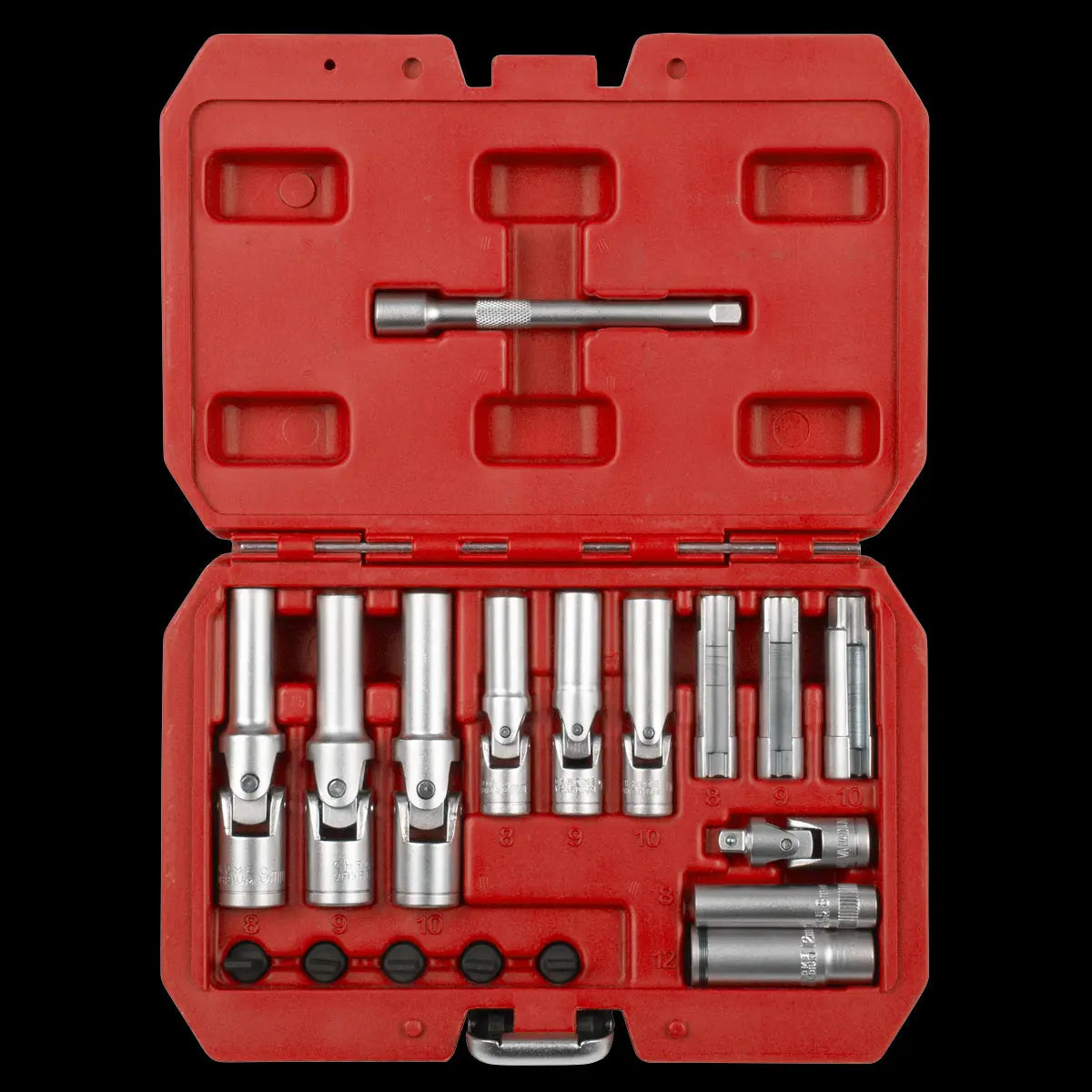 Sealey Glow Plug Socket Set 18pc 1/4"Sq & 3/8"Sq Drive  White Rose Tools