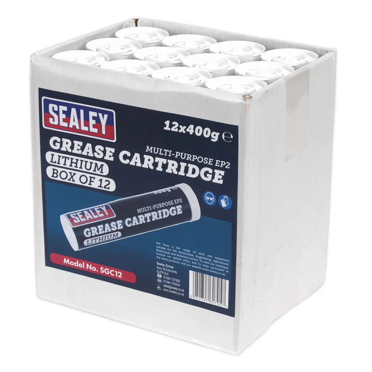 Sealey Grease Cartridge EP2 Lithium 400g Pack of 12 