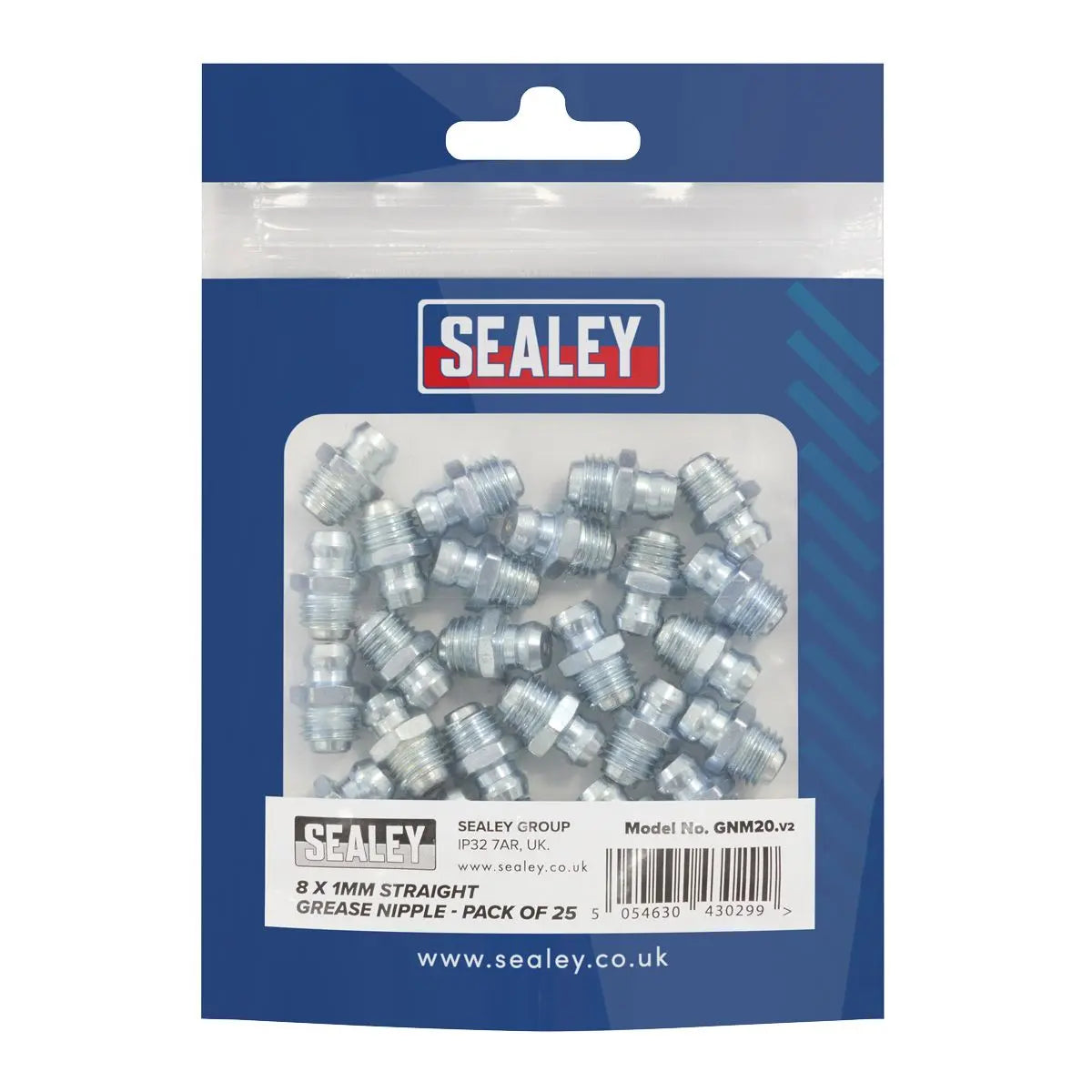 Sealey Grease Nipple Straight 8 x 1mm Pack of 25 