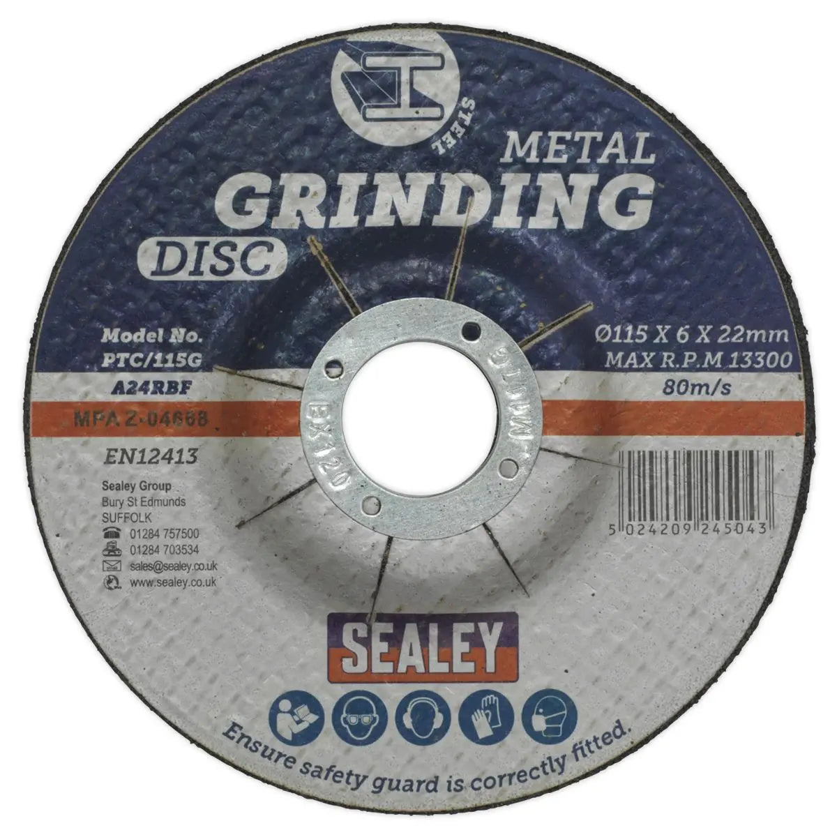 Sealey Grinding Disc Ø115 x 6mm Ø22mm Bore 