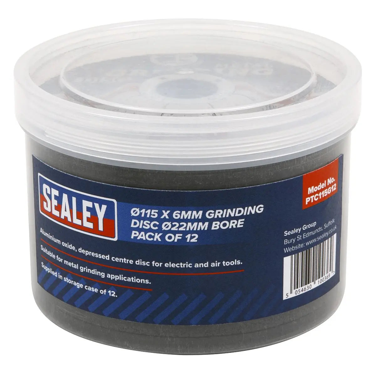 Sealey Grinding Disc Ø115 x 6mm Ø22mm Bore - Pack of 12 
