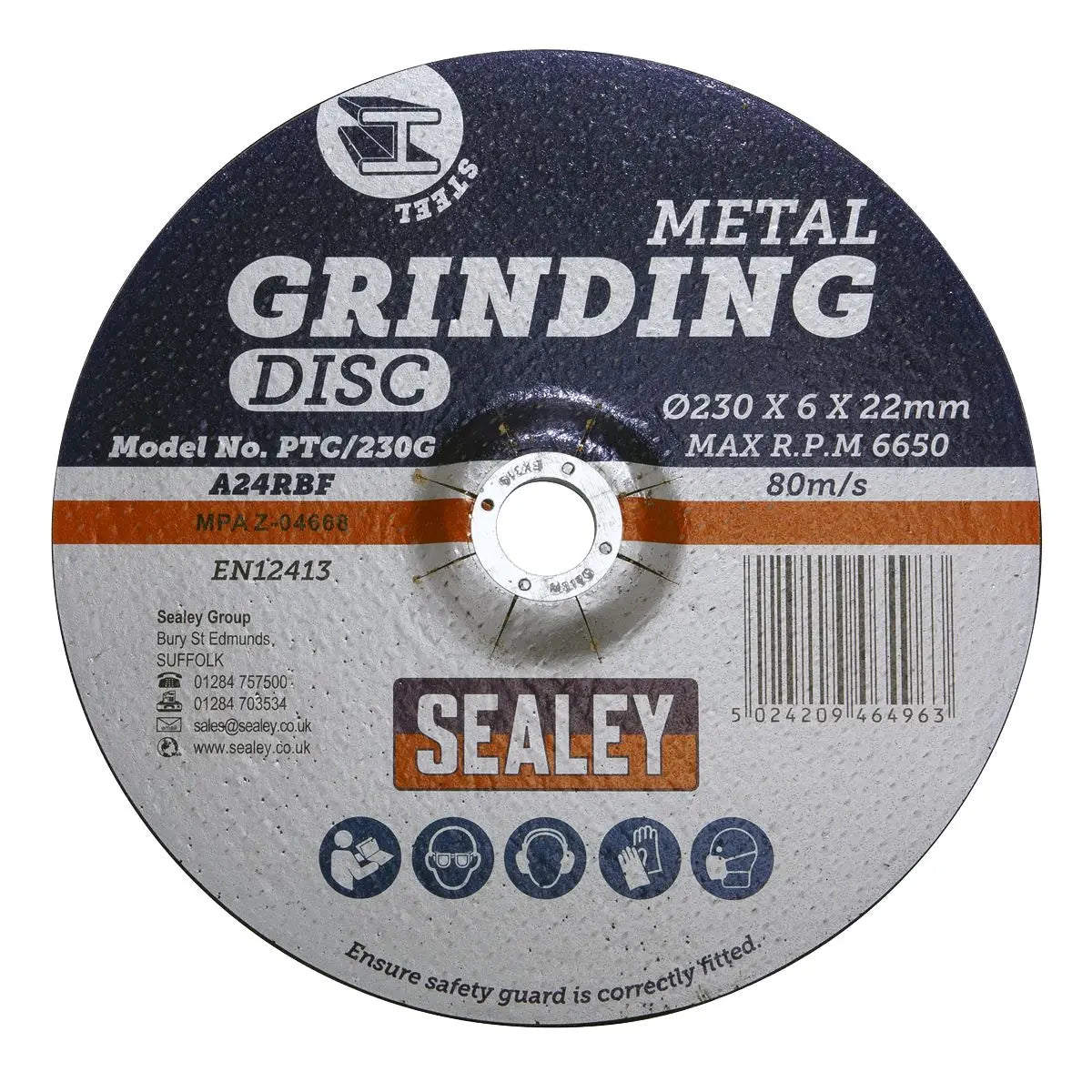 Sealey Grinding Disc Ø230 x 6mm Ø22mm Bore 