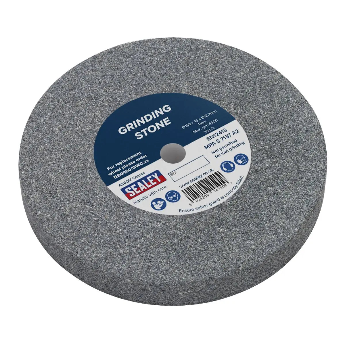 Sealey Grinding Stone Ø150 x 16mm Ø13mm Bore A36Q Coarse 