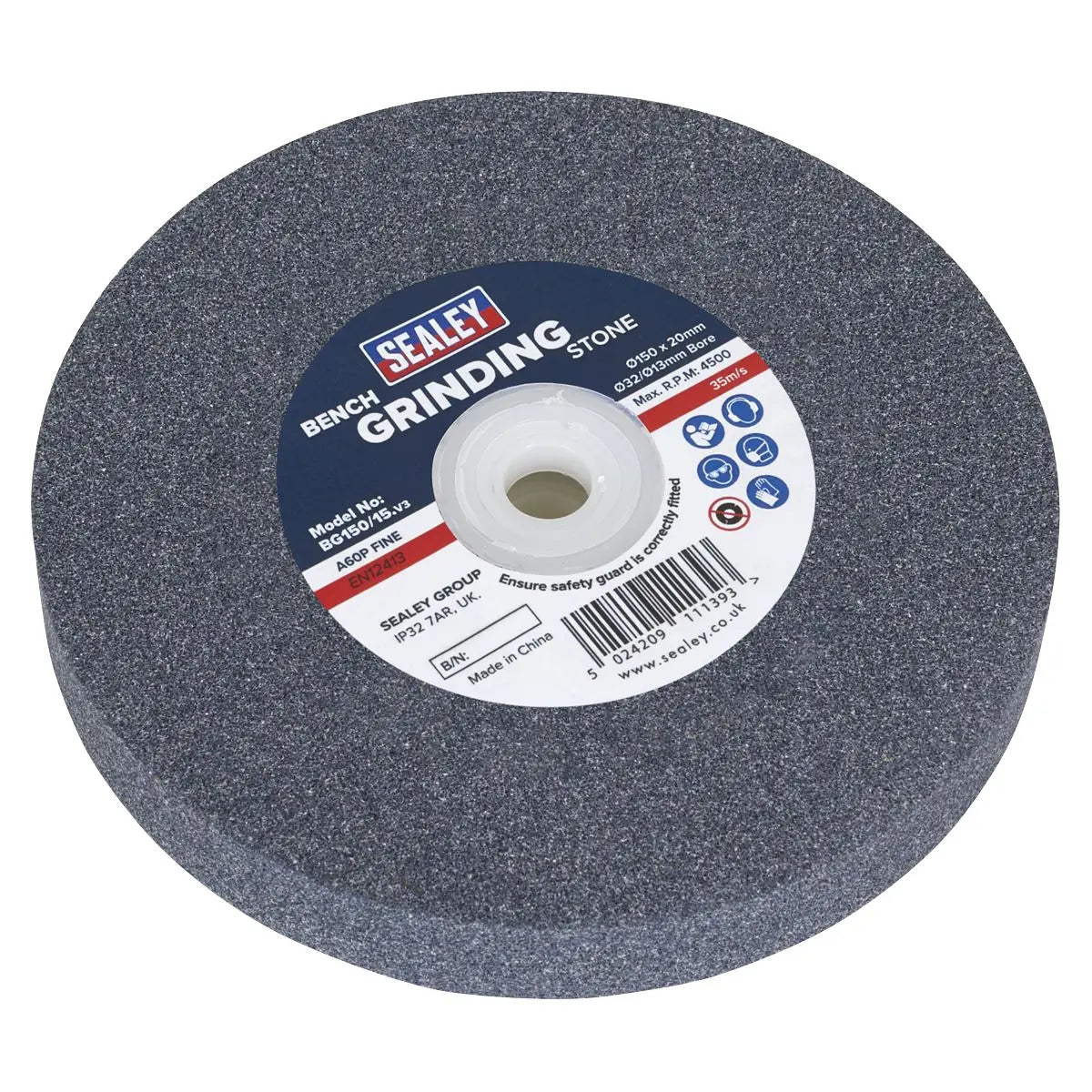 Sealey Grinding Stone Ø150 x 20mm Ø32(Ø13)mm Bore A60P Fine 