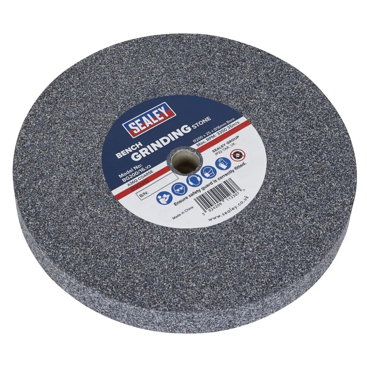 Sealey Grinding Stone Ø200 x 25mm Ø16mm Bore A36Q Coarse 