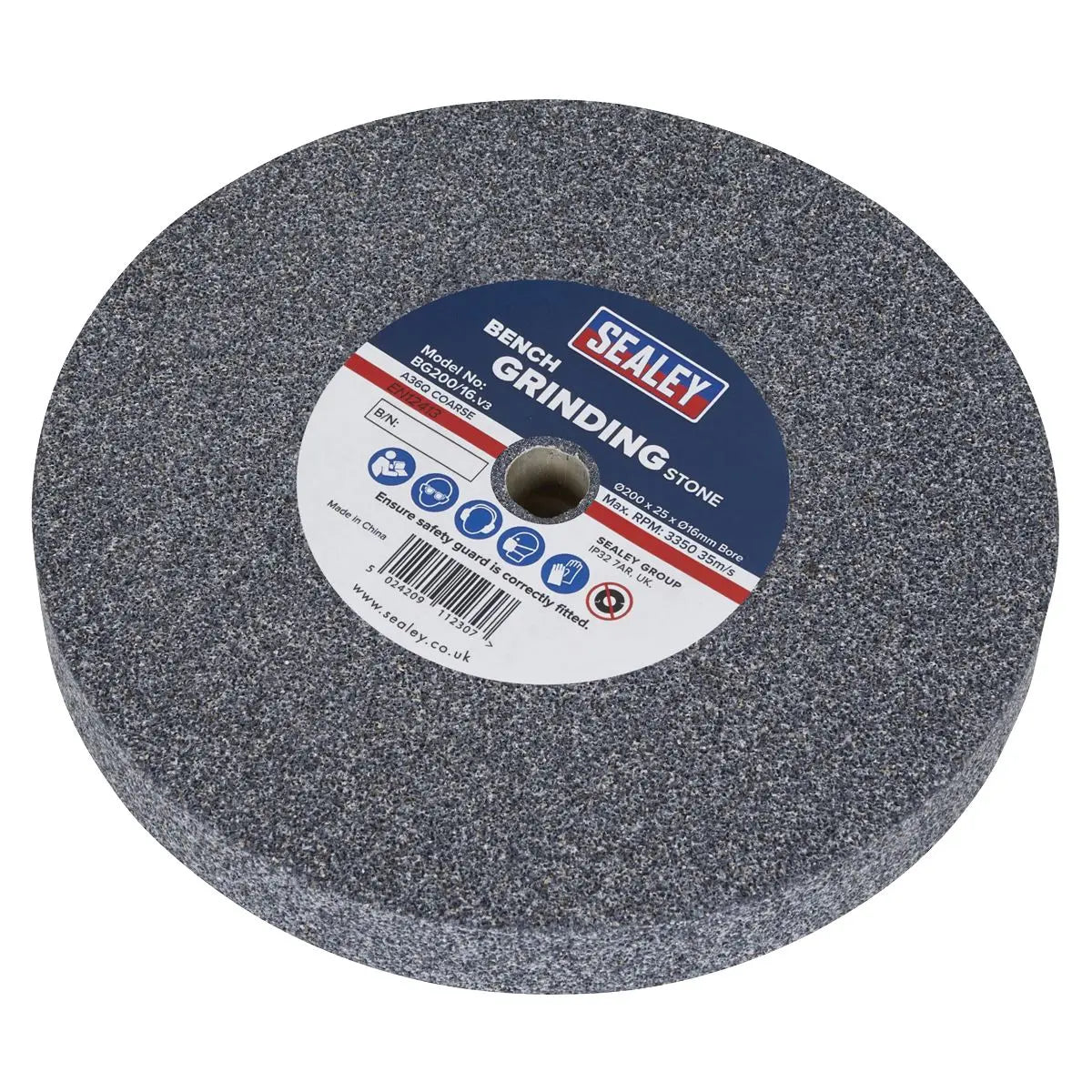 Sealey Grinding Stone Ø200 x 25mm Ø16mm Bore A36Q Coarse 