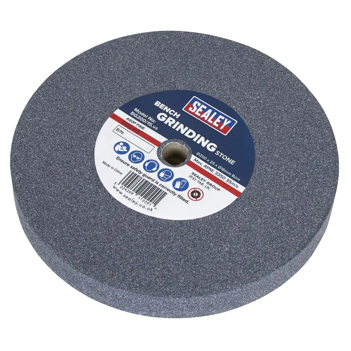 Sealey Grinding Stone Ø200 x 25mm Ø16mm Bore A60P Fine 