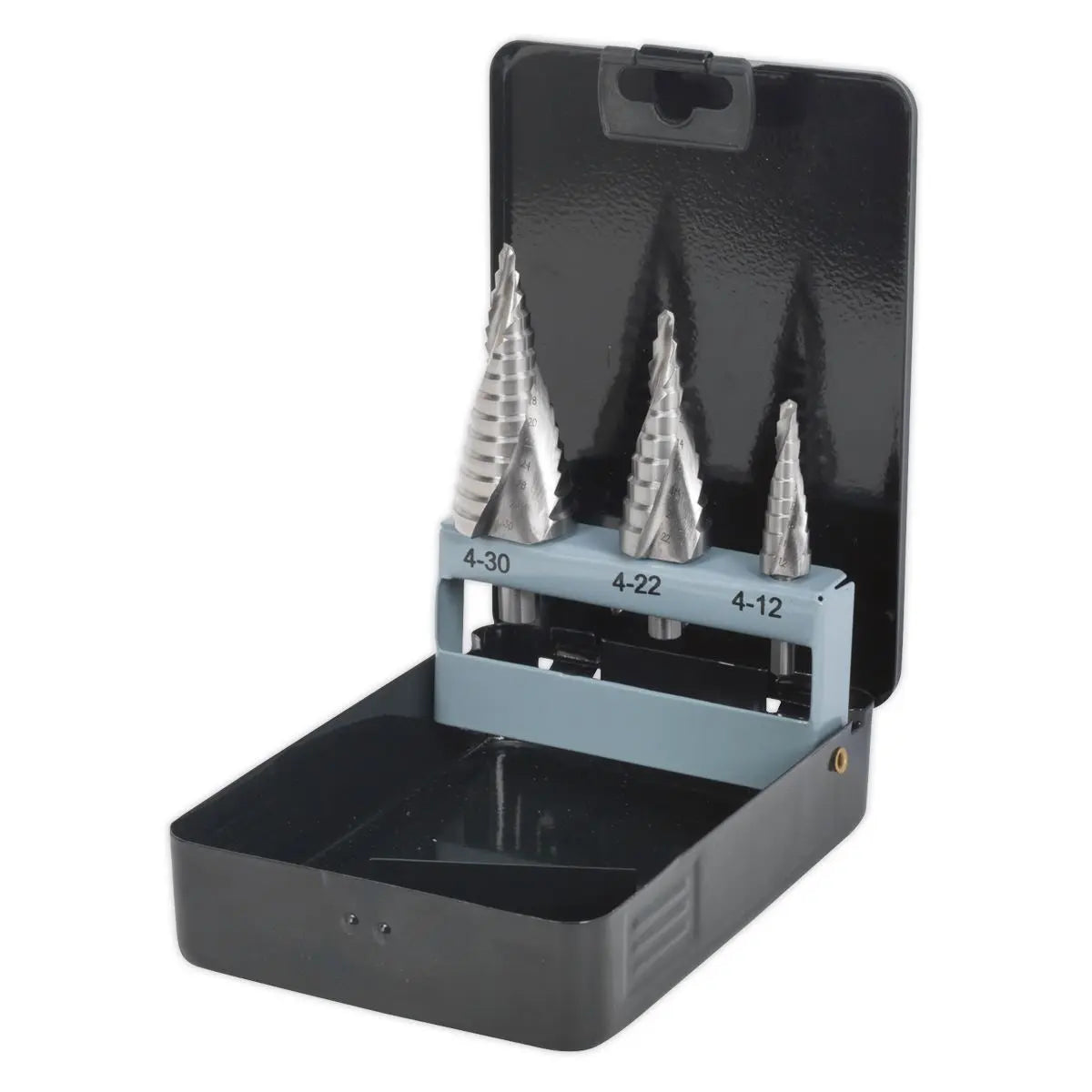Sealey HSS 4341 Step Drill Bit Set 3pc Spiral Flute 