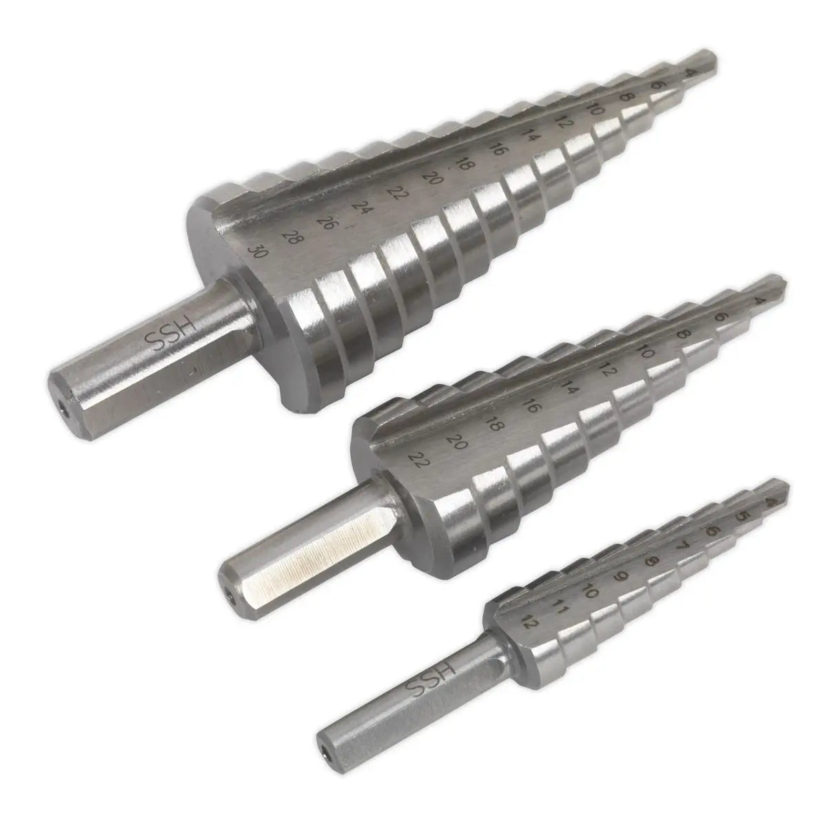 Sealey HSS M2 Step Drill Bit Set 3pc Double Flute 