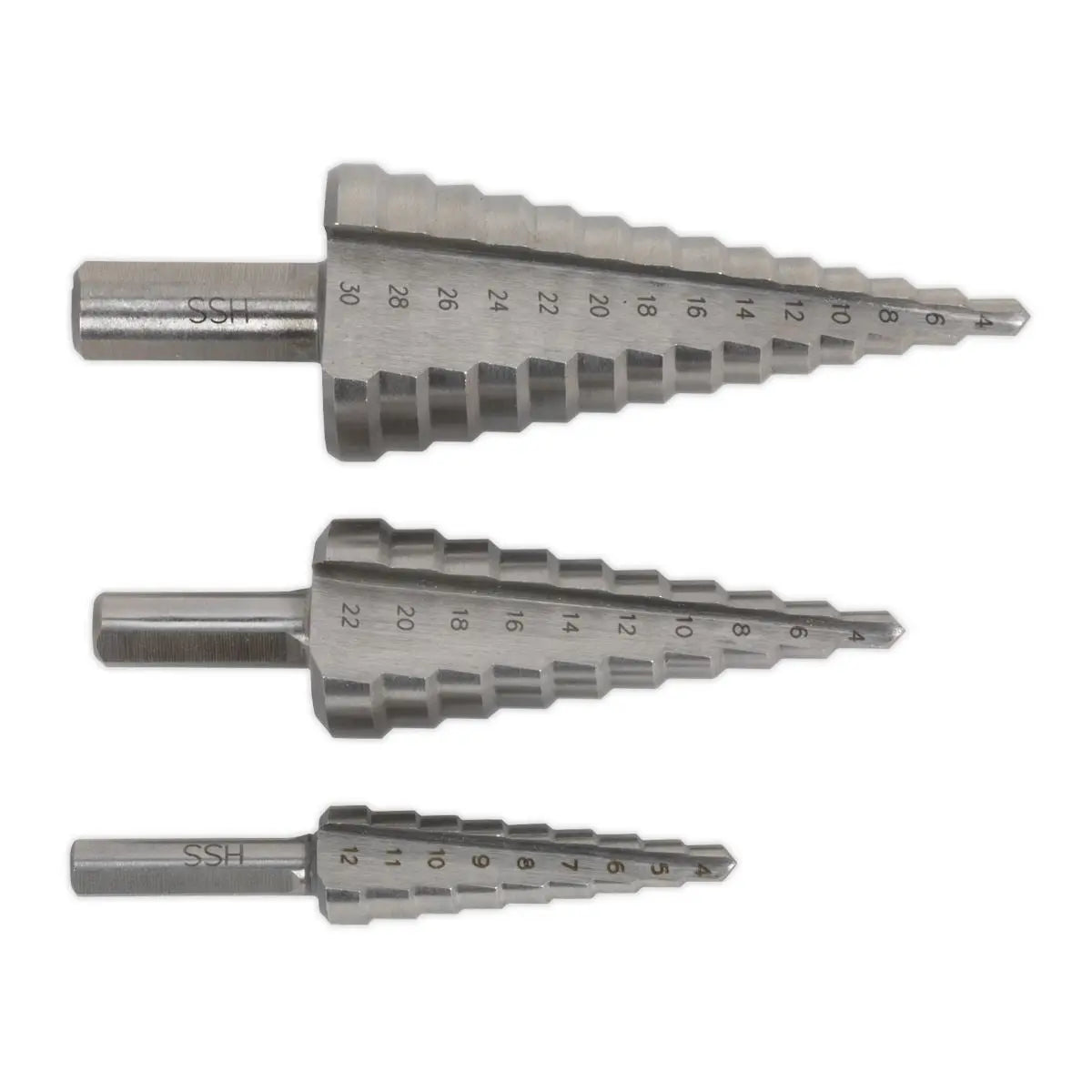 Sealey HSS M2 Step Drill Bit Set 3pc Double Flute 