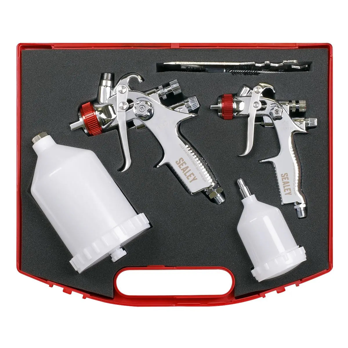 Sealey HVLP Gravity Feed Top Coat/Touch-Up Spray Gun Set 