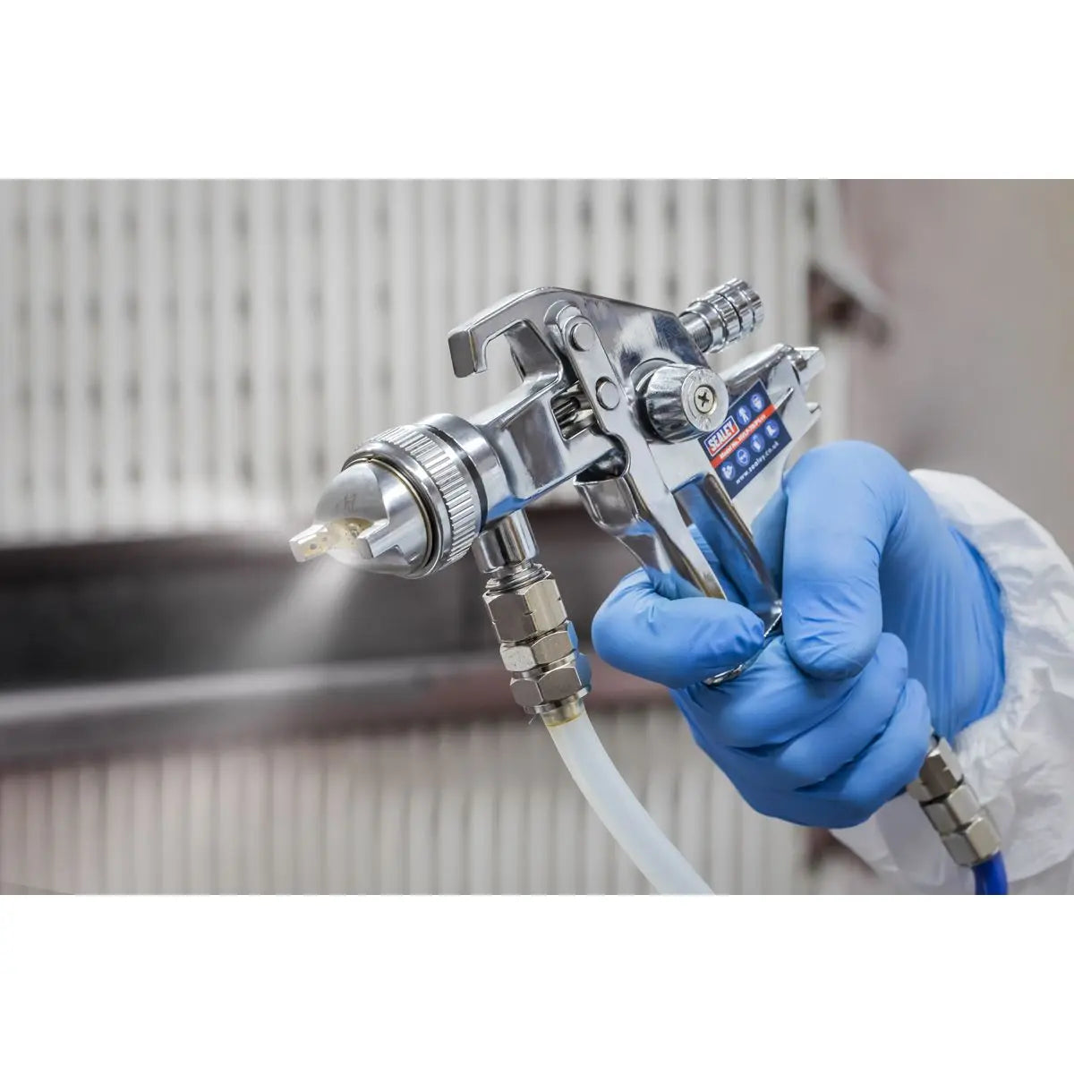 Sealey HVLP Pressure Pot System with Spray Gun & Hoses 1.7mm Set-Up 