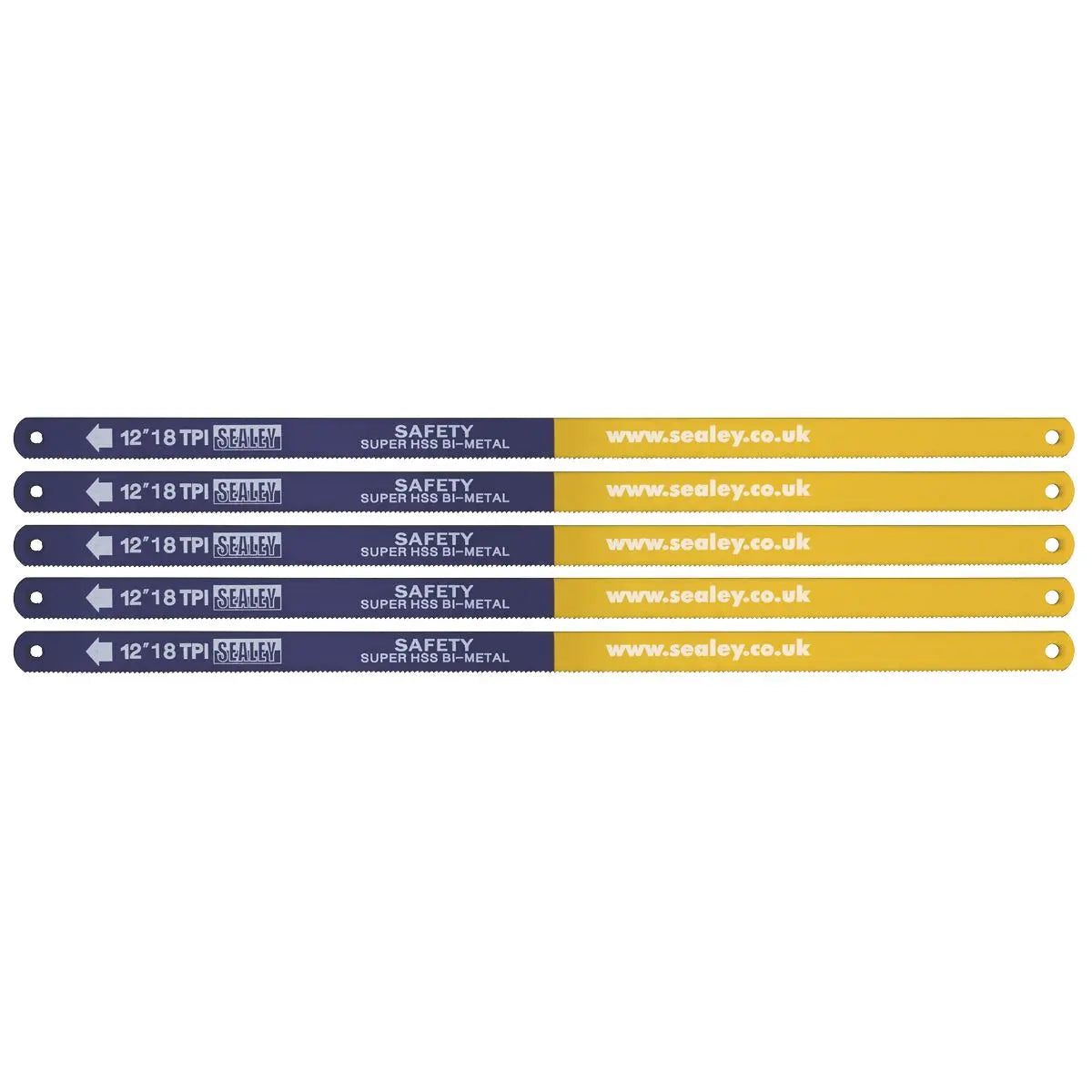 Sealey Hacksaw Blade 300mm HSS Bi-Metal 18tpi Pack of 5 