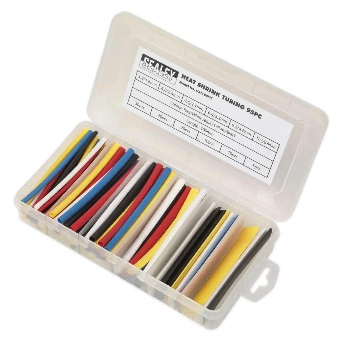 Sealey Heat Shrink Tubing Assortment 95pc 100mm Mixed Colours 
