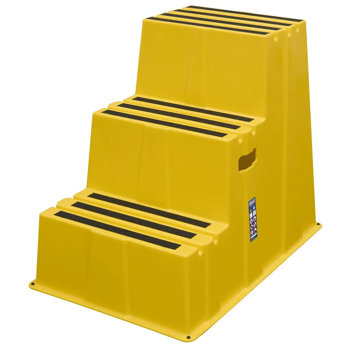 Sealey Heavy-Duty 3-Step Safety Steps with Anti-Slip Treads 150kg Capacity, Yellow - EN 14183  White Rose Tools