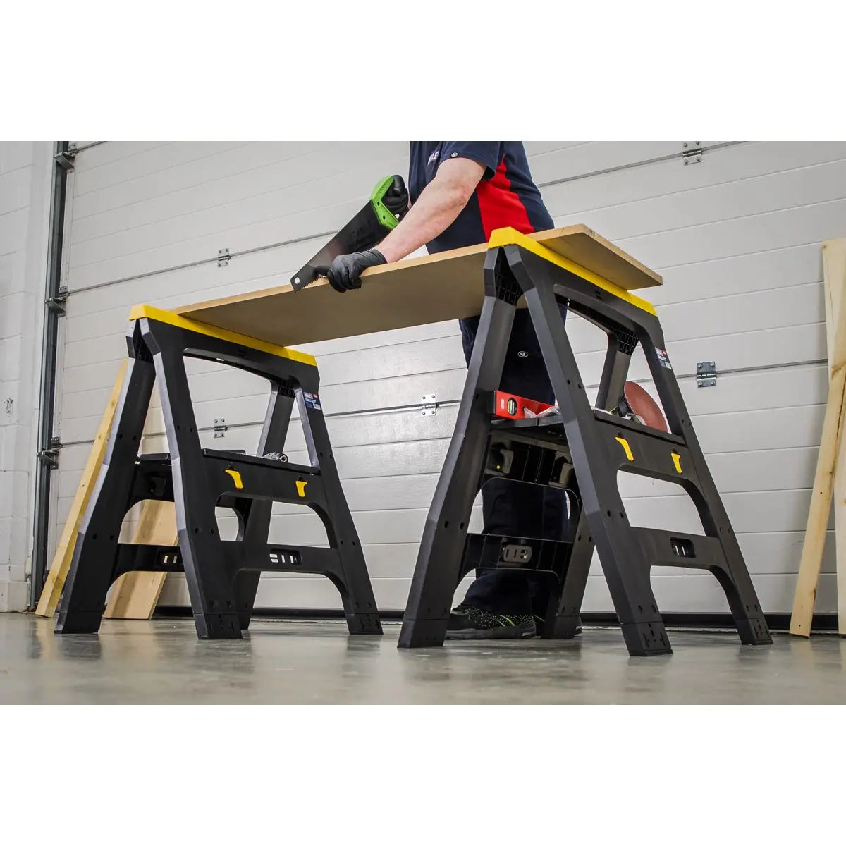 Sealey Heavy-Duty Folding Composite Trestles  White Rose Tools
