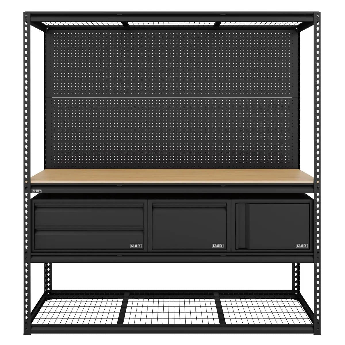 Sealey Heavy-Duty Modular Workbench & Racking Kit with 3 Storage Units  White Rose Tools