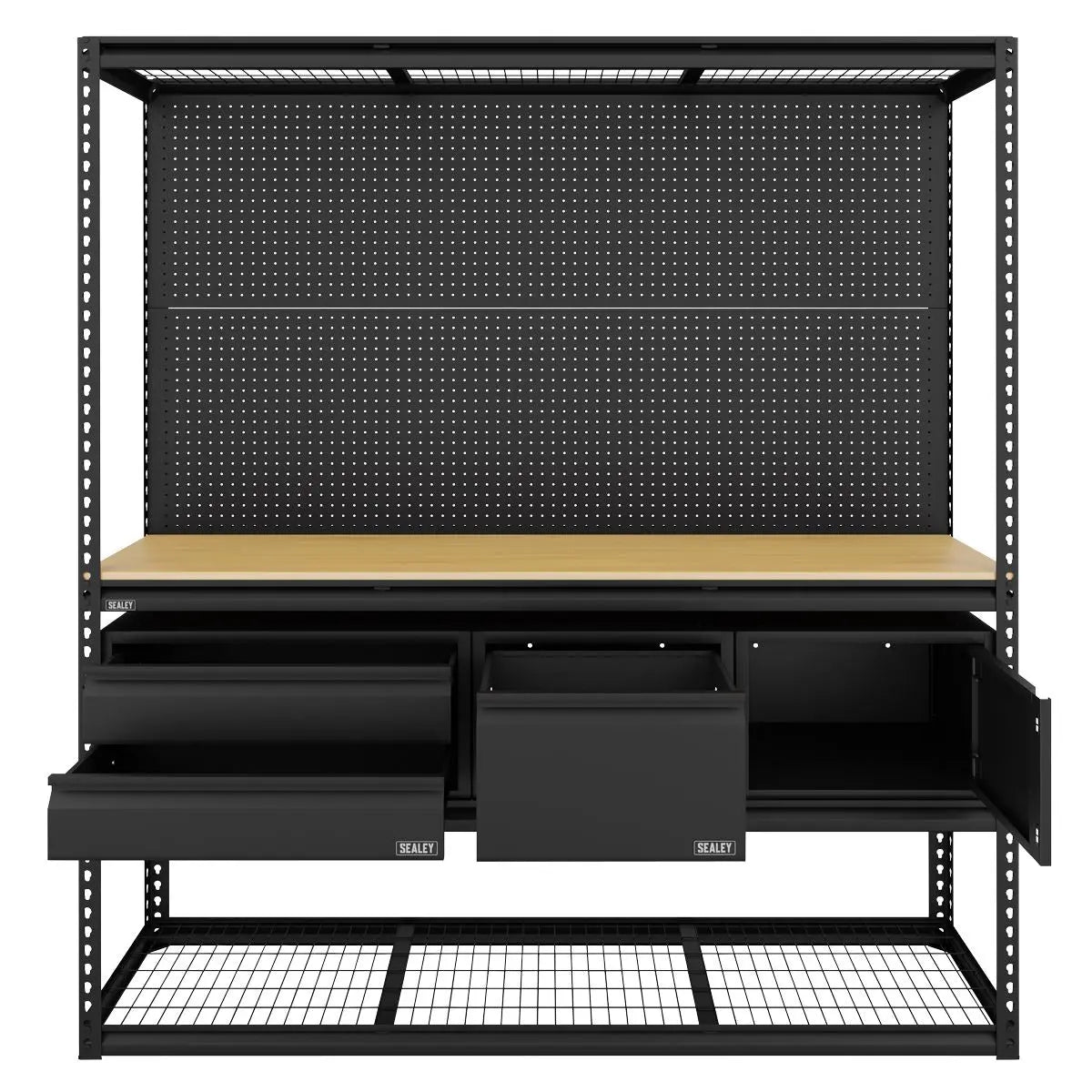 Sealey Heavy-Duty Modular Workbench & Racking Kit with 3 Storage Units  White Rose Tools