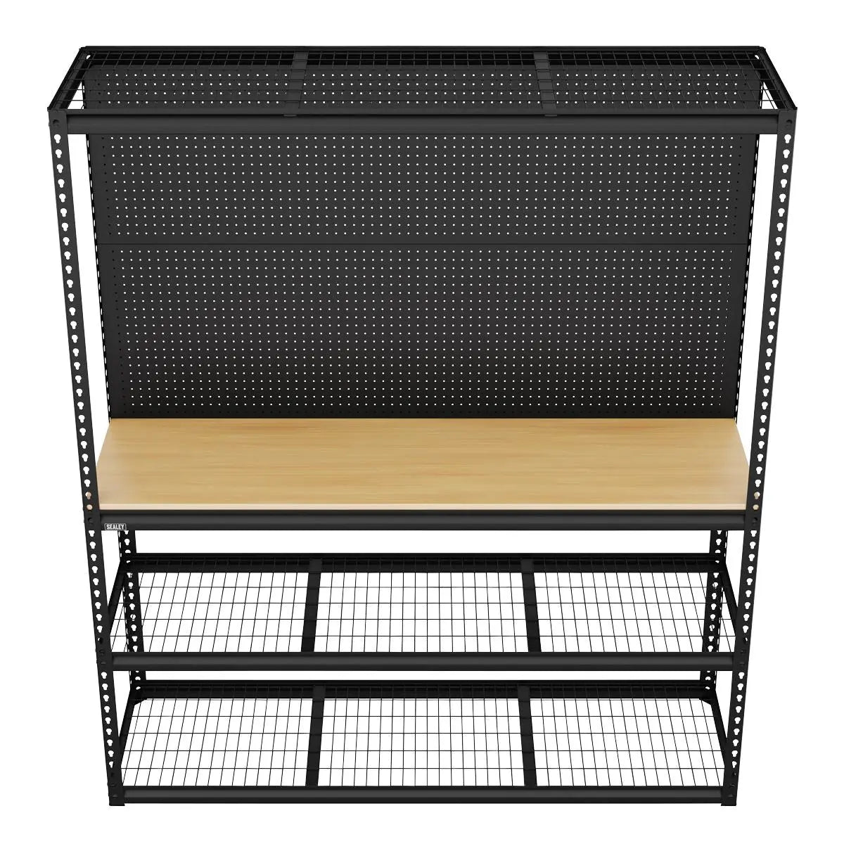 Sealey Heavy-Duty Modular Workbench with Racking & Pegboard 300kg Capacity Per Level 1820mm  White Rose Tools