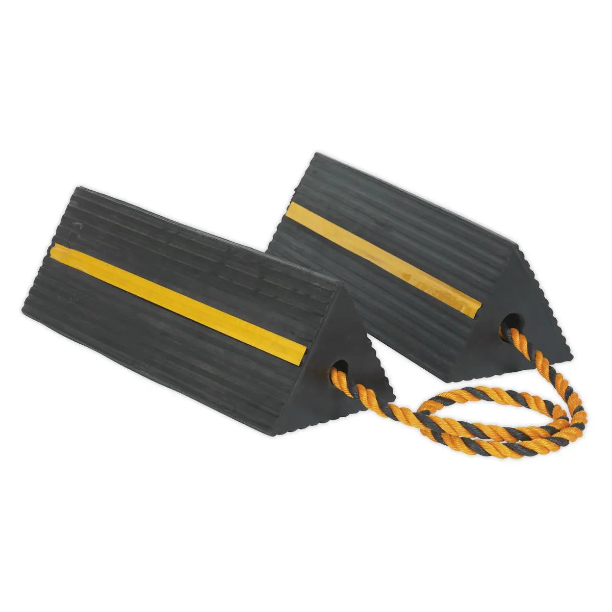 Sealey Heavy-Duty Rubber Wheel Chocks - Pair 