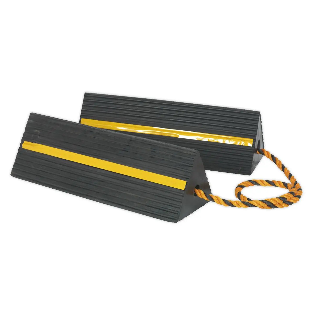 Sealey Heavy-Duty Rubber Wheel Chocks - Pair 