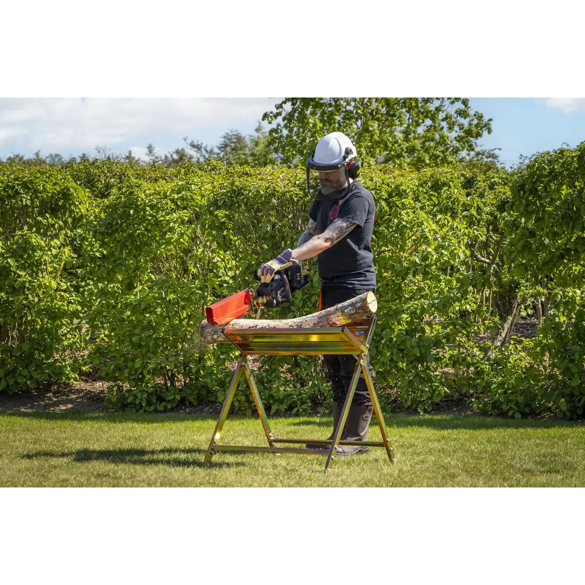 Sealey Heavy-Duty Sawhorse with Chainsaw Holder  White Rose Tools